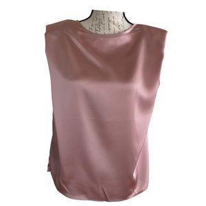 SHEIN Satin Cap-Sleeve Blouse Top w/Shoulder Pads Pink Women's Size S|4